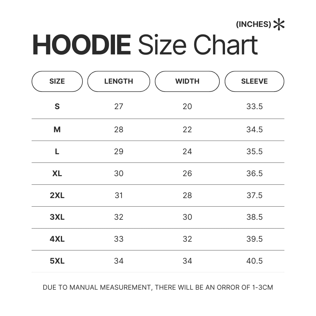 Hoodie Size Chart - Tame Impala UK Merch