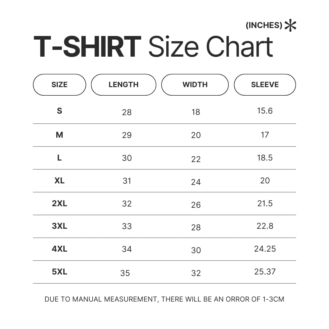T shirt Size Chart - Tame Impala UK Merch