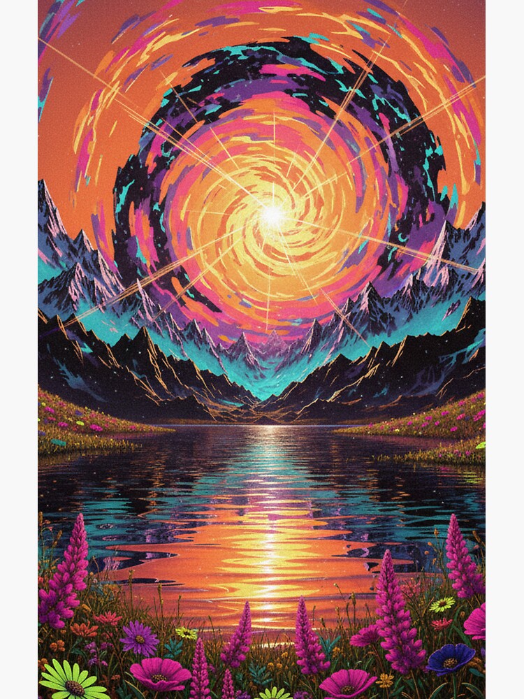 Neon Nirvana Retro Psychedelic Shower Curtain - Image 2