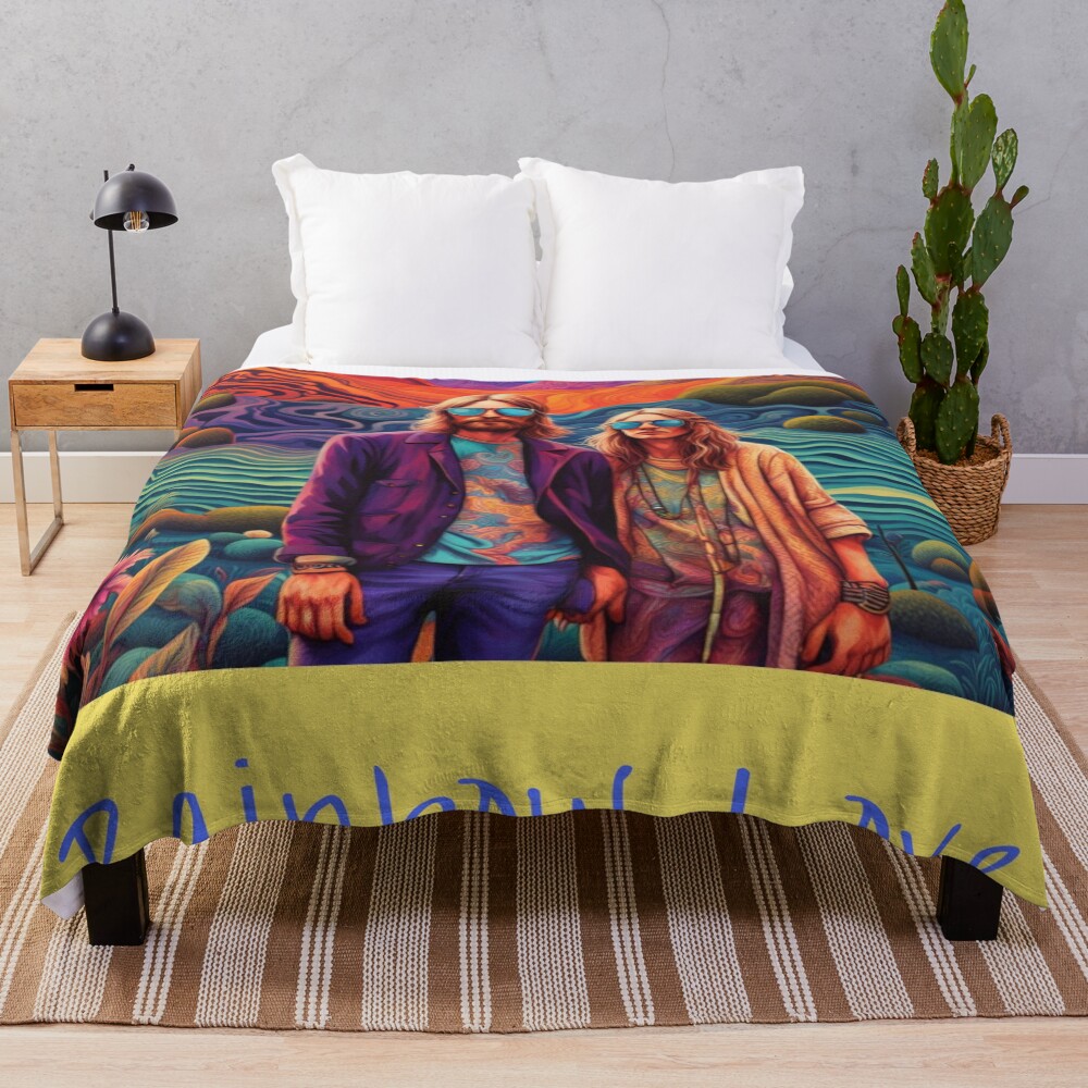 Psychedelic Rainbow Love Throw Blanket