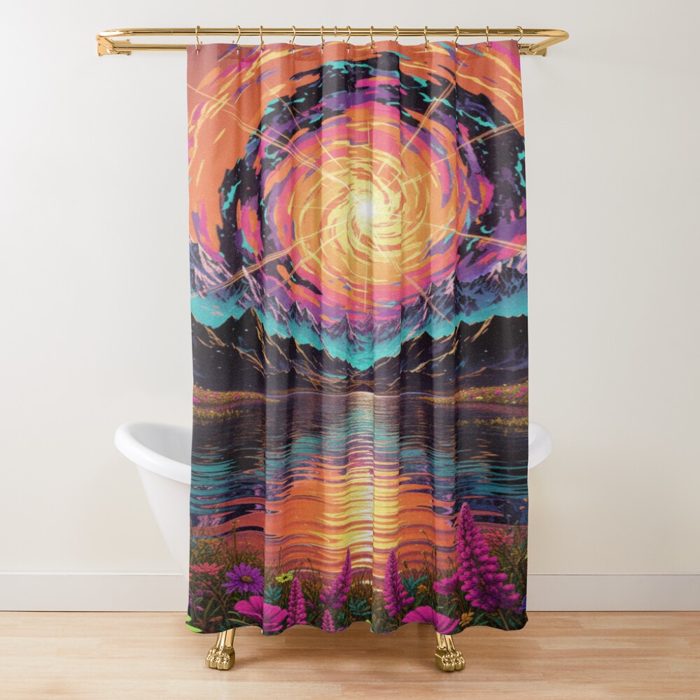 Neon Nirvana Retro Psychedelic Shower Curtain